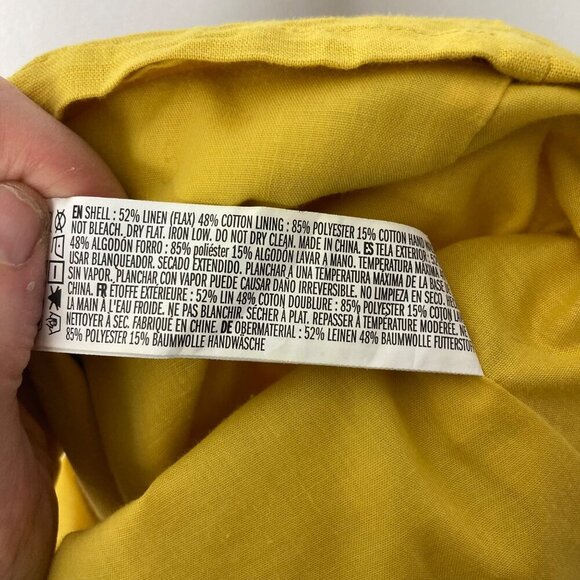 Yellow Linen Tie Front Mini Dress Small Adjustable Spaghetti Straps Bustier - Picture 5 of 9